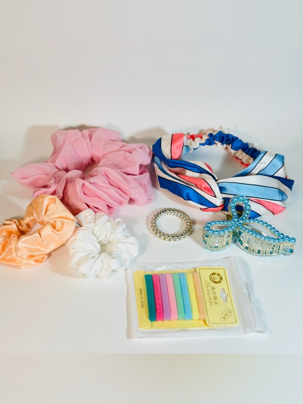 Kids Hair Accessory Set - Pink, Blue, White, Peach